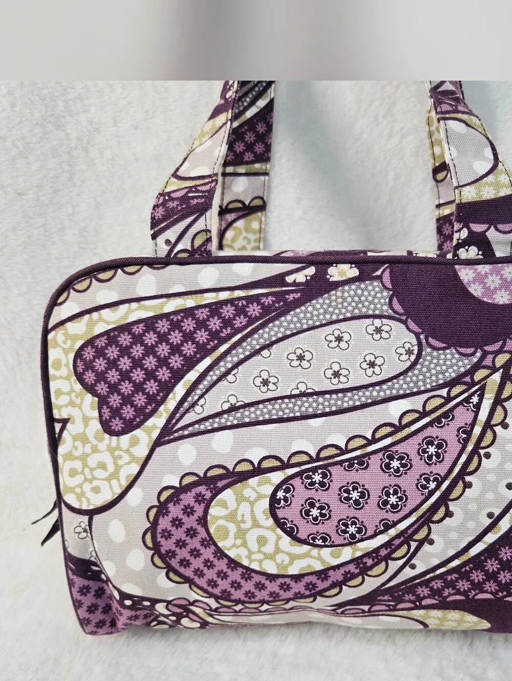 Thirty One Quilted Purple Paisley Cosmetic Bag